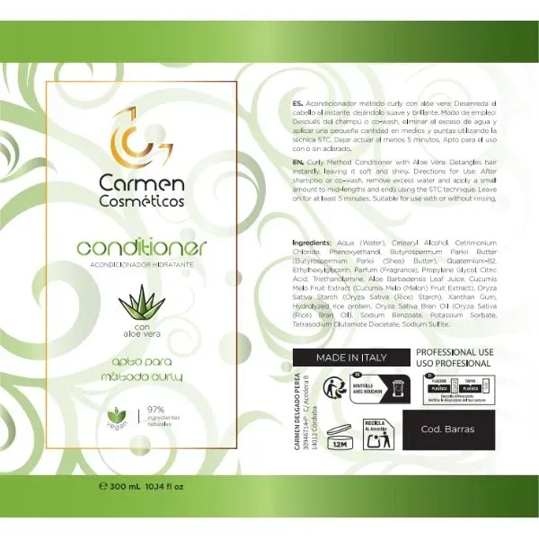 Carmen Cosméticos Acondicionador Hidratante Vegano 300ml - 1
